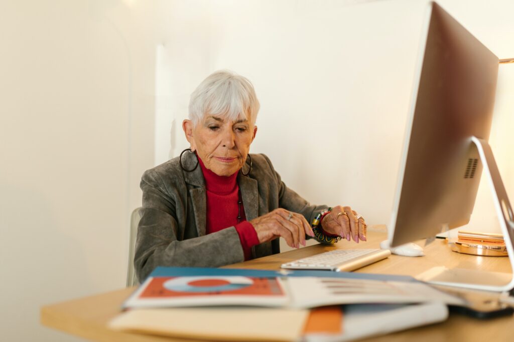 Older woman in home office